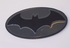 Batman Emblem 2 Sided Yellow Black Oval DC Comics Metal Belt Buckle or Emblem