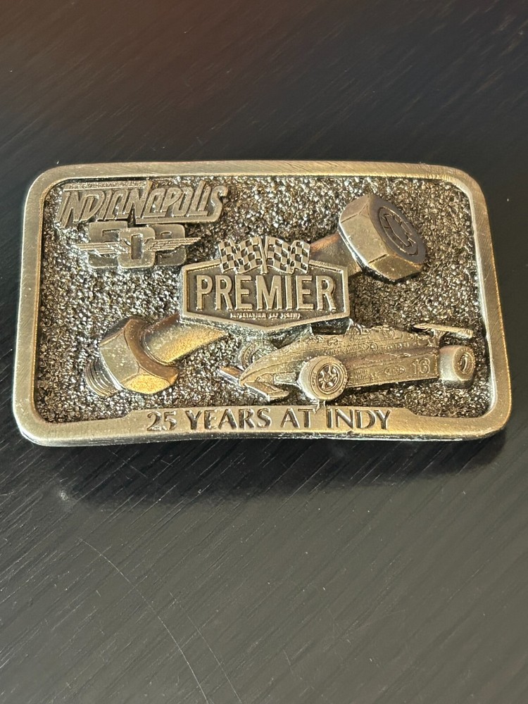 Vintage Collectible Premier Industrial Corp Indy 500 GAB Metal Belt buckle