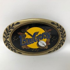 Heritage Bluegrass Music Solid Brass Belt Buckle Banjo Appalachian Mountain