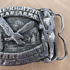 Vintage 1982 Siskiyou The Right To Bear Arms Pewter Belt Buckle R-10