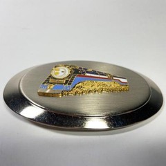 3.5&Prime; x 2.5&Prime; Vintage Train Locomotive Railroad Belt Buckle