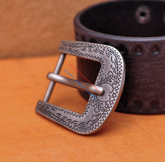 Men Retro Flower Carved Antique Western Cowboy Metal Buckle fits Leather Belt 1&Prime;