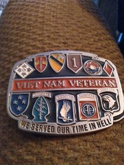 US Army Vietnam Veteran Belt Buckle Made In USA « We served our time in hell »