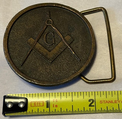 Vintage Masonic Freemason Solid Brass Round Belt Buckle Mason Buckle