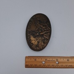 Vintage 70s Pony Post Express Brass Metal Belt Buckle Montauk Silver Company