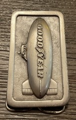 VINTAGE, 1974 THE GOODYEAR TIRE & RUBBER CO. Blimp G-96, PEWTER BELT BUCKLE
