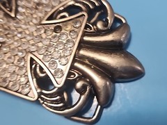 4.25&Prime; Dark Silver Metal Belt Buckle Fleur De Lis Cross Weekend Accessory Chopper