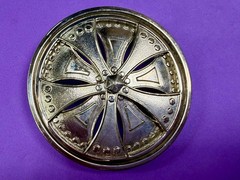 Round Sports Car Truck Rim Tire Spinner Moving Wheel Silver Color Belt Buckle