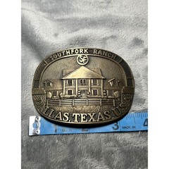 Vintage 1980 Southfork Ranch Dallas Belt Buckle Solid Brass JR Duncan