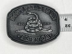 Patriotic American USA “Don&rsquo;t Tread On Me”Metal Belt Buckle Silver