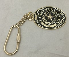 3 piece set Texas Seal Set: Belt Buckle, Bolo and Key Ring (Gold)