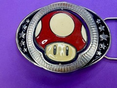 Nintendo Super Mario Bros Game Spinning Mushroom Reversible Novelty Belt Buckle