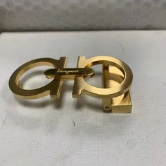 Ferragamo Brushed Gold Gancini Style Copper Belt Buckle for 3.5cm Straps