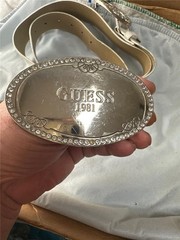 Vintage Guess Jeans Belt Buckle Lot of Three Buckles and 1 Belt