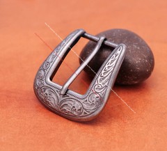 30mm Western Engraved Silver Equestrian Tack Bridle/Halter Belt Buckle 3pc Set