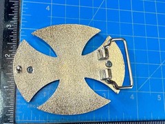 Maltese Iron Cross Religious Gothic Punk Vibe Cutout Silver Color Belt Buckle