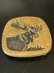 Vintage Collectible Moose Bronze Belt Buckle