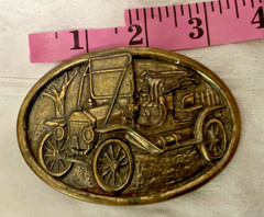 Car Belt Buckle Avon Vintage Model T Brass Look Automobile Vehicle
