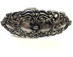 Elongated Oval Dark Silver Tone Belt Buckle 3.75&Prime; x 1.5&Prime; Fits 1-1/8&Prime; wide belt