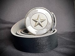“Five Point Relic” Belt Buckle 2.5” Round Handmade Star OOAK Darren McNees