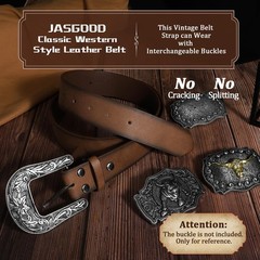 JASGOOD Western Leather Belt Strap for Fits waist size 27&Prime;-31&Prime;, D-dark Coffee