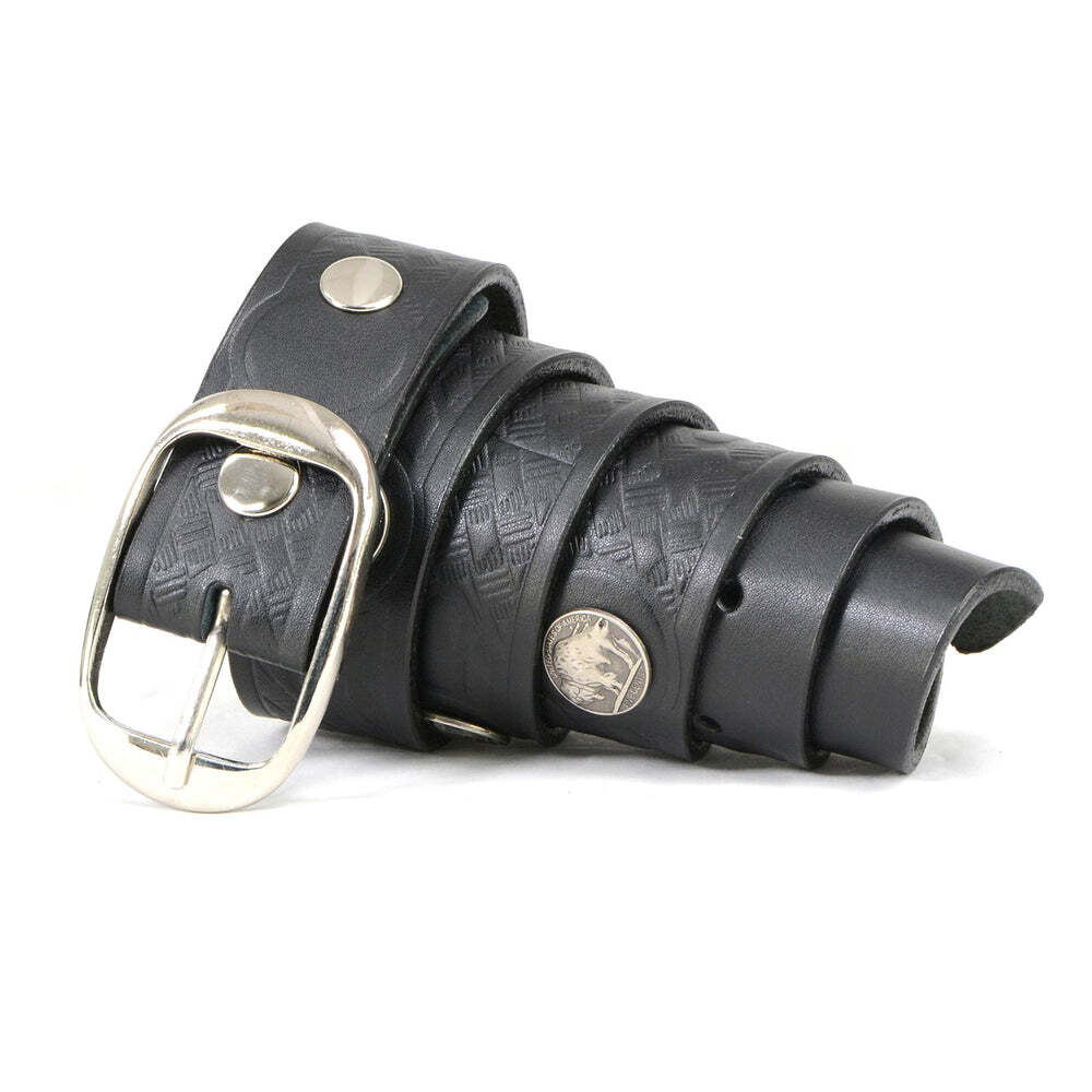 Milwaukee Leather 7123 Men&rsquo;s 44 MAG Black Leather Belt w/ Interchangeable Buckle