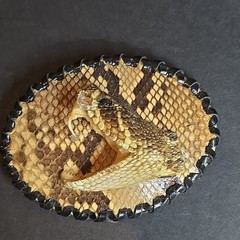 Skin Shop USA Rattlesnake Skin & Head Western Men&rsquo;s Belt Buckle Brown Black