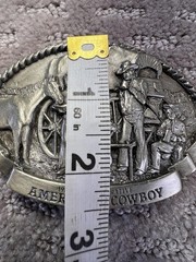 Vintage Arroyo Grande American Cowboy Belt Buckle Mens Silver Western 80s