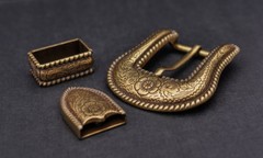 Retro Brass Flower Engraved Western Cowboy Belt Buckle Set Fit 25mm Strap