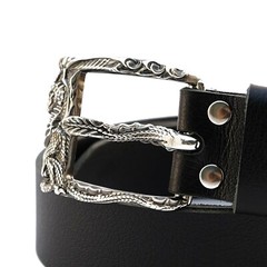 German silver belt buckle « Smaug dragon », handmade pin type german silver buckle