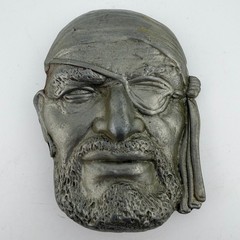 Vintage Pirate Head Belt Buckle OS Silver/Pewter-tone Vintage 3D Eye Patch Biker