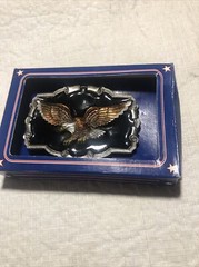 Vtg Belt Buckle 1983 The Great American Buckle Co ENAMEL EAGLE QD1243 3 3/4&Prime; USA