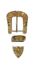 B.B. Simon Full Crystal Belt Buckle Swarovski Light Colorado Topaz Crystals