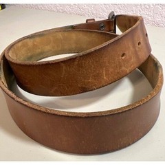 John M. Browning Brown Leather Belt Textured Grip Metal Buckle Sz36 Biker Tough