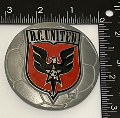 D.C. United Logo Belt Buckle Silver Pewter Soccer Ball Fanatics Tifo Culture
