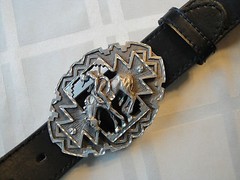 End of Trail Pewter Buckle & Leather Belt- Made in USA by Enchantment
