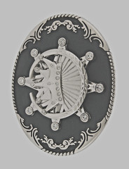 Crown Belt Buckle Vintage Spinner Silver Black Metal Western Rodeo Men Women
