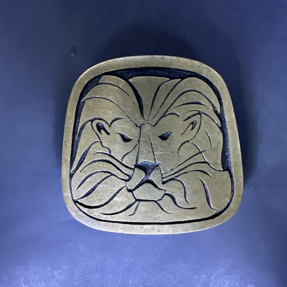 1970s Lion Solid Brass Hippie Rare Vintage Belt Buckle