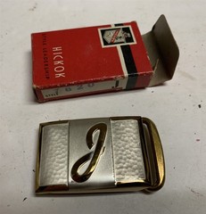 VTG Hickok USA Initial J old Tone Belt Buckle Hat Band in Box Master Plate