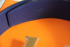 100% Authentic Hermes Purple/Dark Green Togo&Epsom Leather Belt 42 MM – size 85