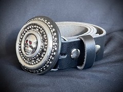 Mars Crypt Relic Skull Belt Buckle Red Crystal Eyes Handmade Darren McNeese