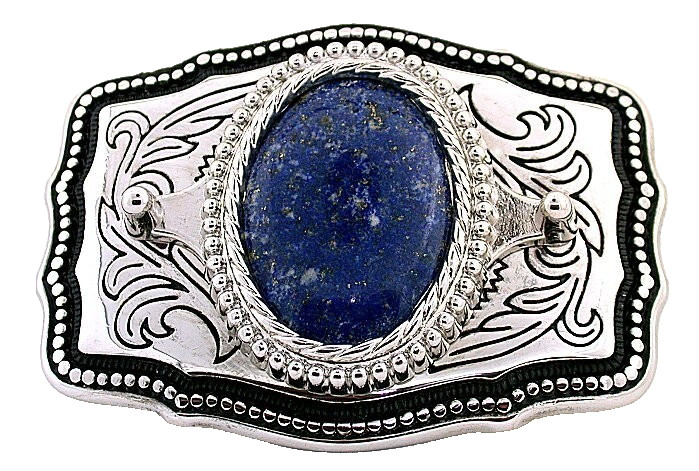 Silver Color 40×30 40mm x 30mm Lapis Cab Southwest Belt Buckle EPBB170OTH/61725