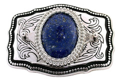 Silver Color 40×30 40mm x 30mm Lapis Cab Southwest Belt Buckle EPBB170OTH/61725