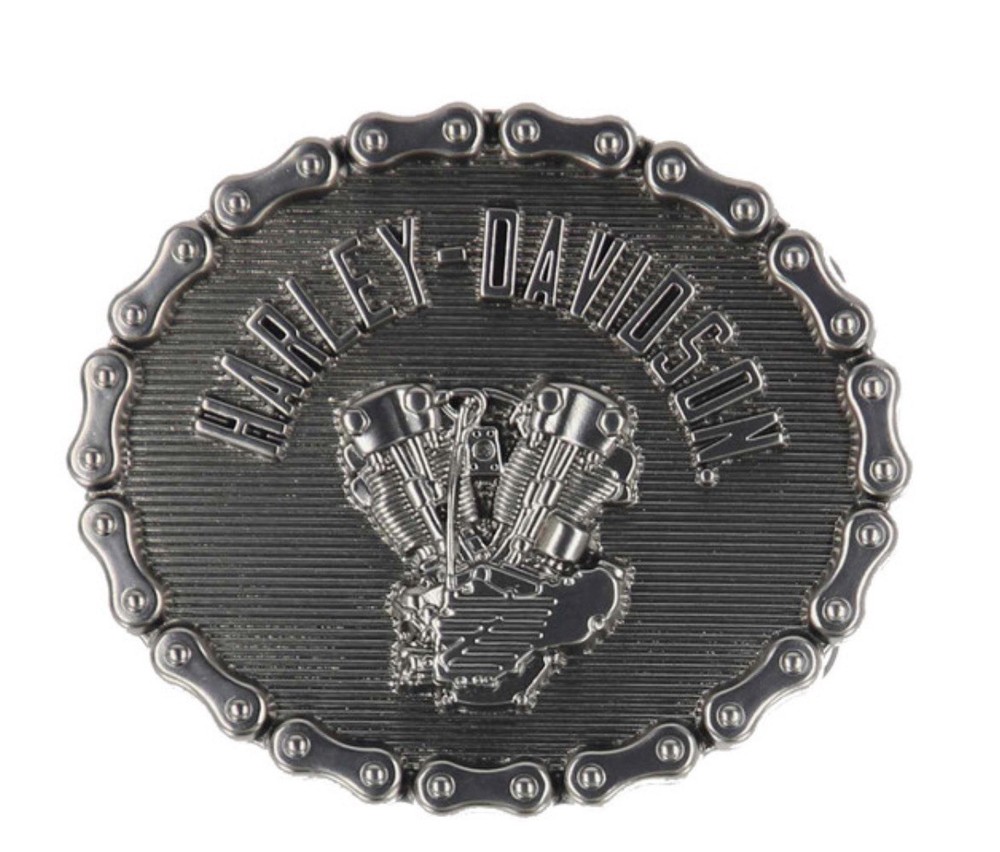 Harley Davidson Mens Knucklehead Biker Chain Belt Buckle Nickel Finish MAU015/61