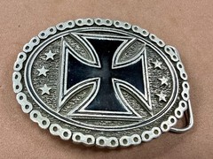 Maltese Celtic Iron Cross Chained Border Gothic Punk Biker Vibe EJC Belt Buckle