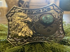American Eagle Belt Buckle with a Navaho Indian Design W/Turquoise Accent ladies