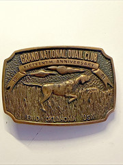 1981 GRAND NATIONAL QUAIL CLUB ENID OKLAHOMA BIRD DOG HUNTER BELT BUCKLE 15 ANV.