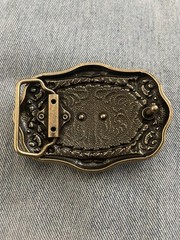 New Aged Gold and Black Western Bull Head Belt Buckle