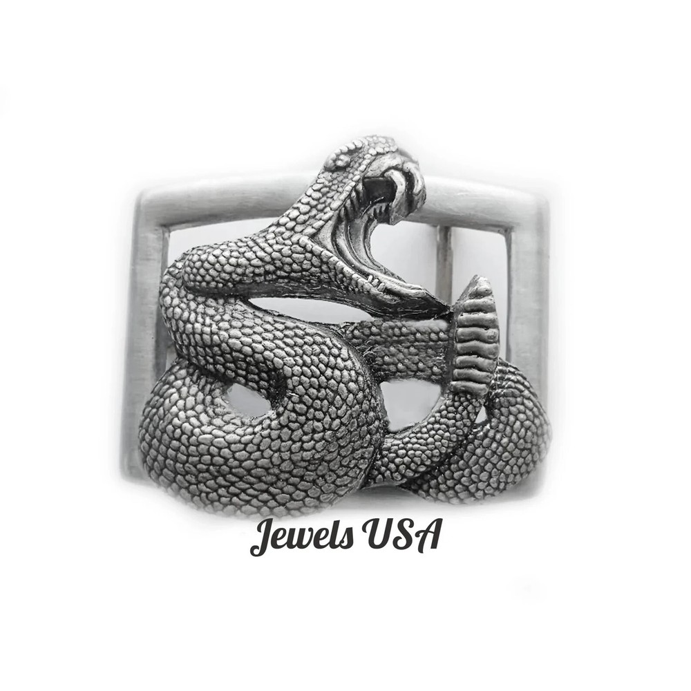 Rattle Snake 925 Silver Belt Buckle Animal Jewelry Gift Men Made in USA