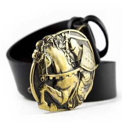 Belt buckle Fighting Knight, Medieval military solid brass belt buckle